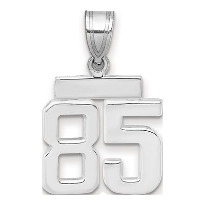 14K White Gold Small Number 85 Pendant