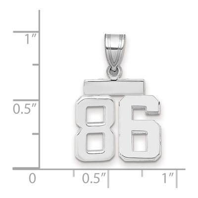 14K White Gold Number 86 Pendant – view 2