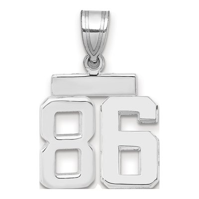 14K White Gold Number 86 Pendant