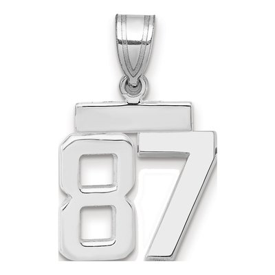 14K White Gold Number 87 Charm