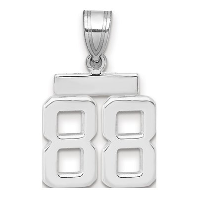 14K White Gold Number 88 Charm