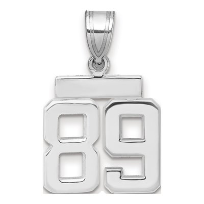 14K White Gold Small Number 89 Pendant