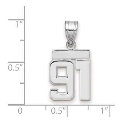 14K White Gold Number 91 Pendant – view 2