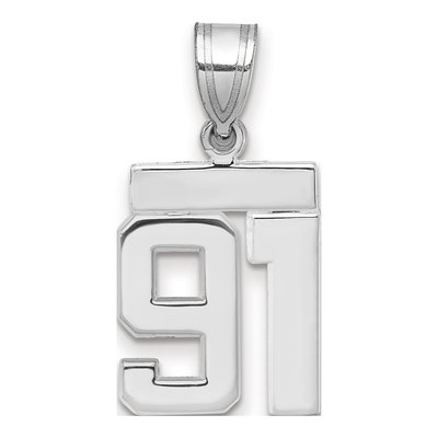 14K White Gold Number 91 Pendant