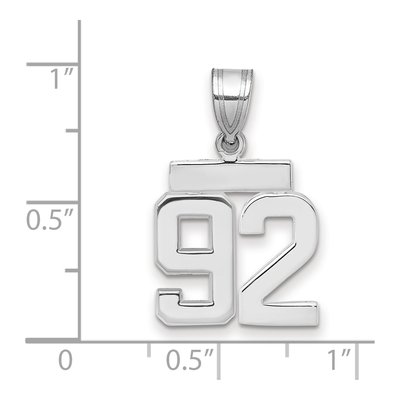 14K White Gold Number 92 Pendant – view 2