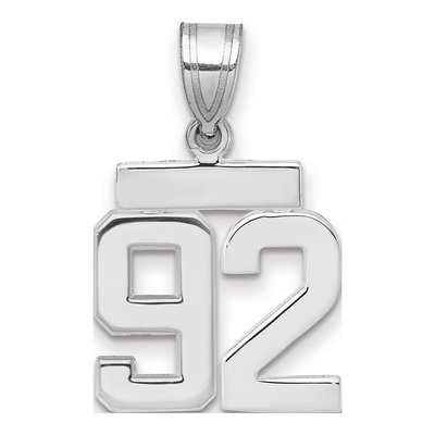 14K White Gold Number 92 Pendant