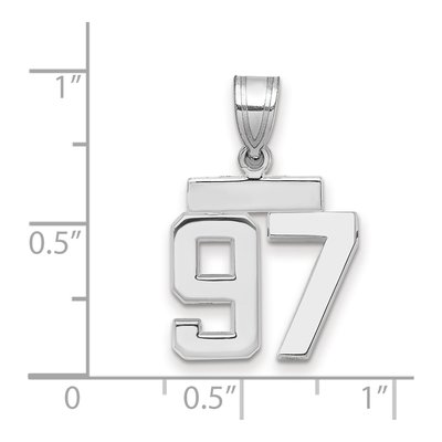 14K White Gold Number 97 Pendant – view 3