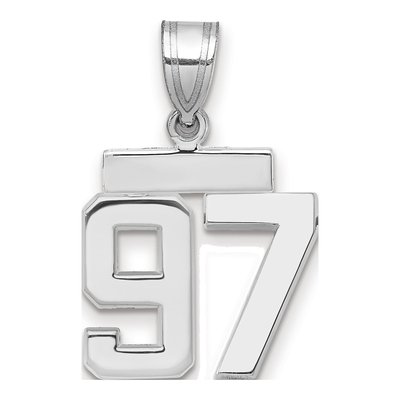 14K White Gold Number 97 Pendant