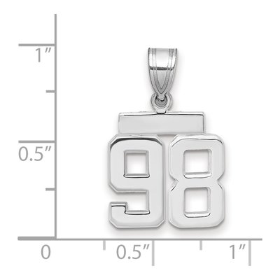14K White Gold Number 98 Pendant – view 2