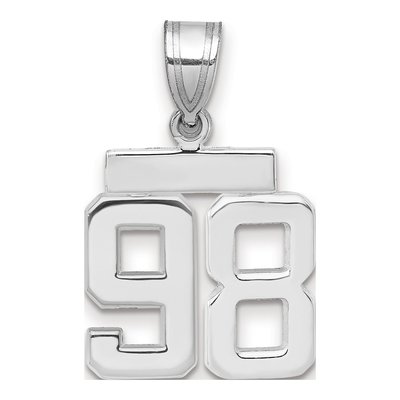 14K White Gold Number 98 Pendant