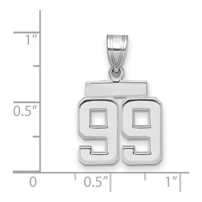 14K White Gold Number 99 Pendant – view 2