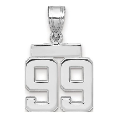 14K White Gold Number 99 Pendant