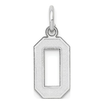 14K White Gold Number 0 Charm