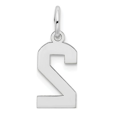 14K White Gold Small Number 2 Pendant – view 5