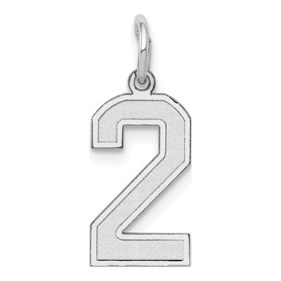 14K White Gold Small Number 2 Pendant