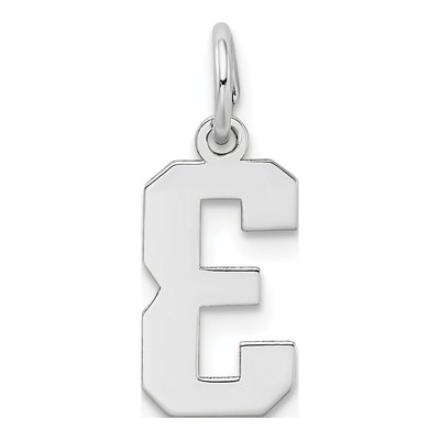 14K White Gold Small Number 3 Pendant – view 5