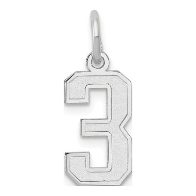 14K White Gold Small Number 3 Pendant