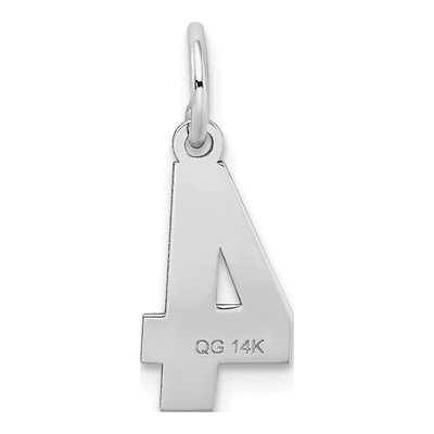 14K White Gold Small Number 4 Pendant – view 5