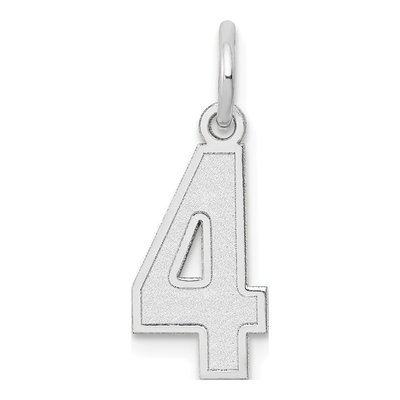 14K White Gold Small Number 4 Pendant