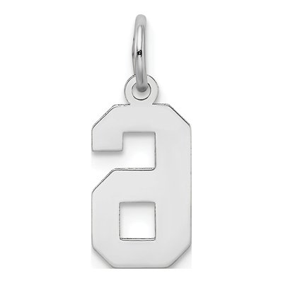 14K White Gold Small Number 6 Charm – view 5