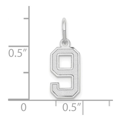 14K White Gold Small Number 9 Pendant – view 4