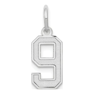 14K White Gold Small Number 9 Pendant