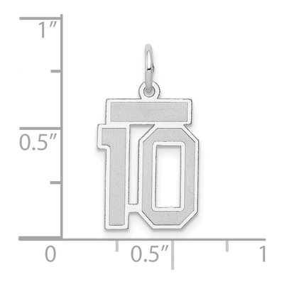 14K White Gold Small Number 10 Pendant – view 4