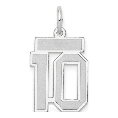 14K White Gold Small Number 10 Pendant