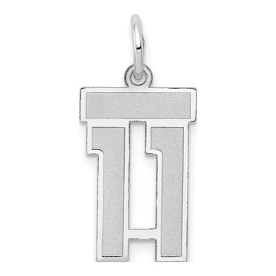 14K White Gold Small Number 11 Pendant