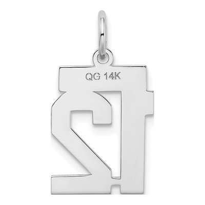 14K White Gold Small Number 12 Pendant – view 3