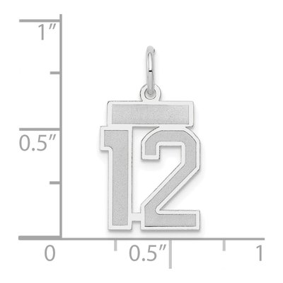 14K White Gold Small Number 12 Pendant – view 4