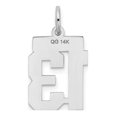 14K White Gold Small Number 13 Charm – view 3