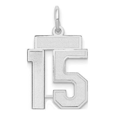14K White Gold Number 15 Pendant