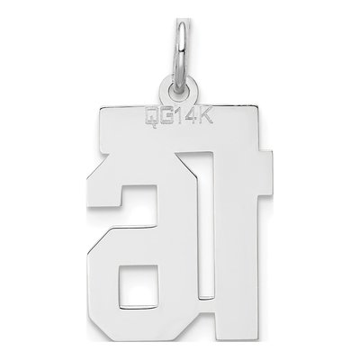 14K White Gold Small Number 16 Pendant – view 3