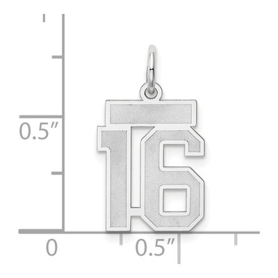 14K White Gold Small Number 16 Pendant – view 4
