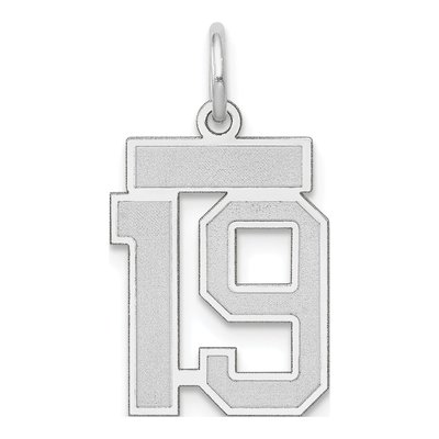 14K White Gold Number 19 Charm