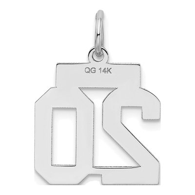 14K White Gold Small Number 20 Pendant – view 3