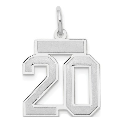 14K White Gold Small Number 20 Pendant