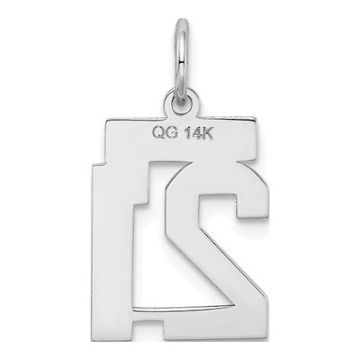 14K White Gold Number 21 Pendant – view 5