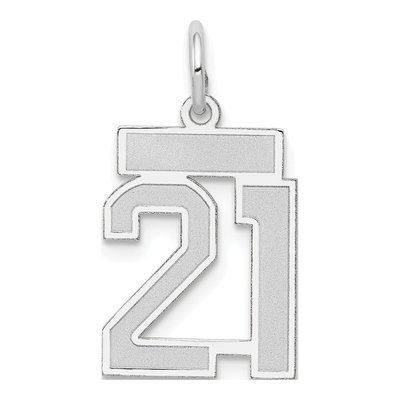 14K White Gold Number 21 Pendant