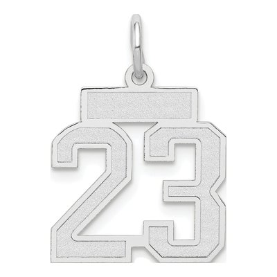 14K White Gold Small Number 23 Charm
