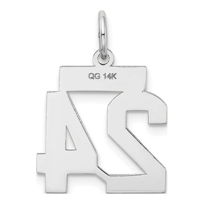 14K White Gold Number 24 Charm – view 3