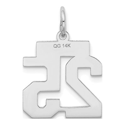 14K White Gold Small Number 25 Pendant – view 3