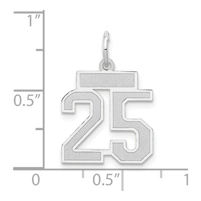 14K White Gold Small Number 25 Pendant – view 4