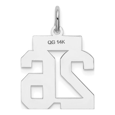14K White Gold Small Number 26 Pendant – view 3