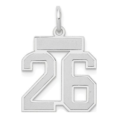 14K White Gold Small Number 26 Pendant