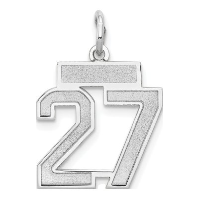 14K White Gold Number 27 Charm