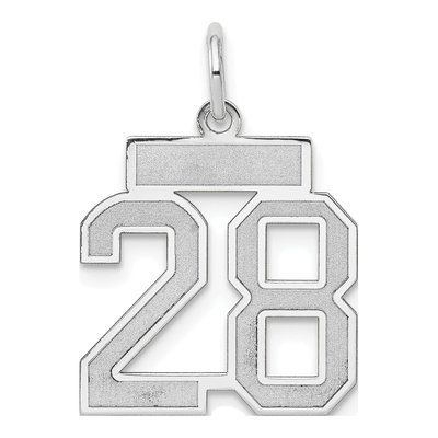 14K White Gold Number 28 Charm