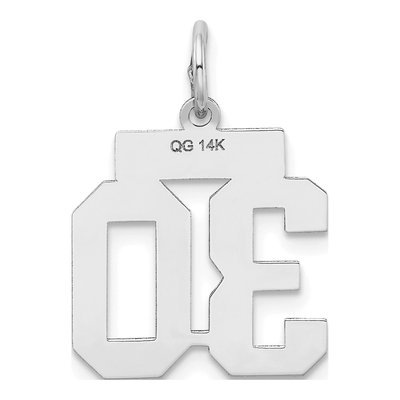 14K White Gold Small Number 30 Charm – view 3