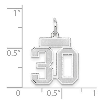 14K White Gold Small Number 30 Charm – view 4